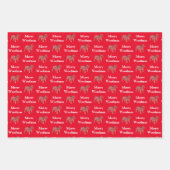 イギリスのブルドッグシルエットレッドウメリーーフマス ラッピングペーパーシート (正面)