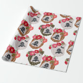 イギリスのブルドッグシルエット漫画の頭 ラッピングペーパー (アンロールド)