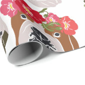 イギリスのブルドッグシルエット漫画の頭 ラッピングペーパー (ロールコーナー)