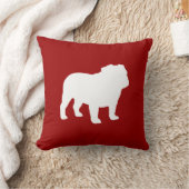 イギリスのブルドッグシルエット赤と白ドッグ愛好家 クッション (ブランケット)