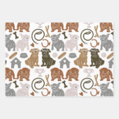 イギリスのブルドッグシルエット3色 ラッピングペーパーシート (正面2)