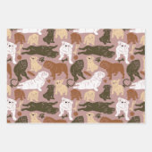 イギリスのブルドッグシルエット3色 ラッピングペーパーシート (正面)