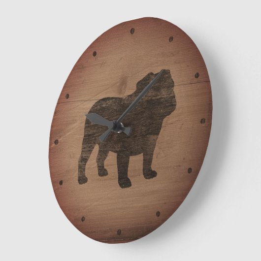 イギリスのブルドッグシルエッフェイクト風化木材 ラージ壁時計 (傾斜)