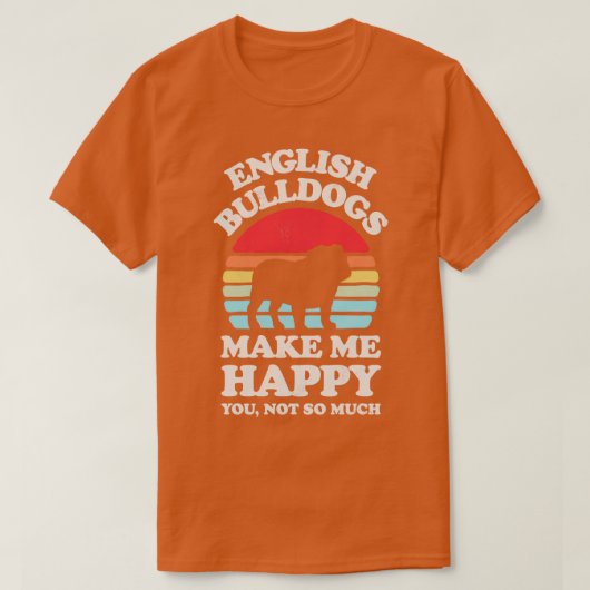 イギリスのブルドッグズハッピーサンセットレトロ Tシャツ (デザイン正面)