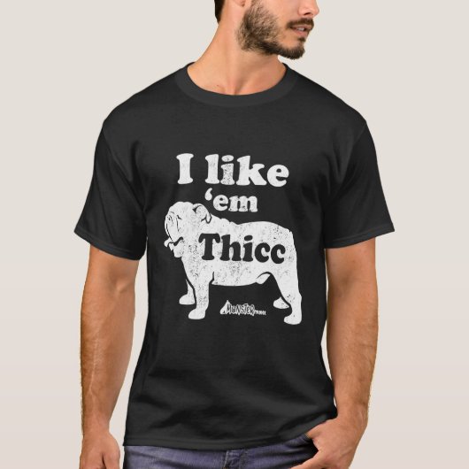 イギリスのブルドッグトップ、かわいい私はThicc、チョンキー Tシャツ (正面)
