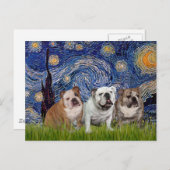 イギリスのブルドッグトリオ – スターリーナイト ポストカード (正面/裏面)