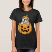 イギリスのブルドッグハロウィーンカボチャ Tシャツ (正面)