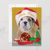 イギリスのブルドッグパピーのクリスマスカード シーズンポストカード (正面/裏面)