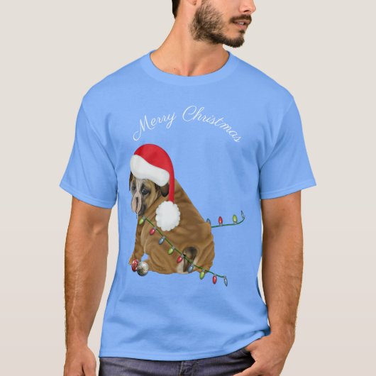 イギリスのブルドッグパピースクリスマス Tシャツ (正面)