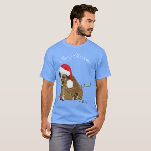イギリスのブルドッグパピースクリスマス Tシャツ (正面フル)