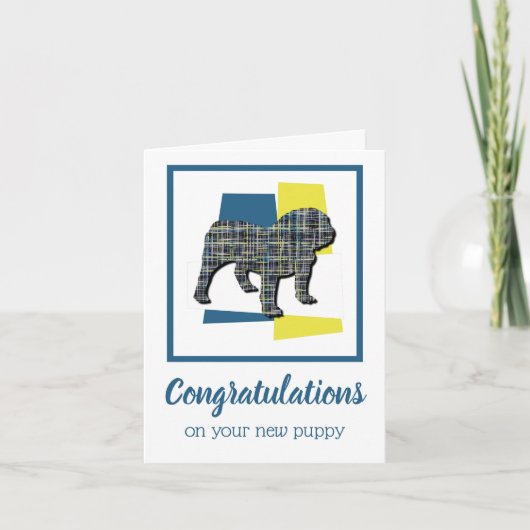 イギリスのブルドッグパピードッグおめでとうカード カード (正面)