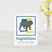 イギリスのブルドッグパピードッグおめでとうカード カード (黄色い花)