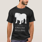 イギリスのブルドッグホワイトシルエット Tシャツ (正面)