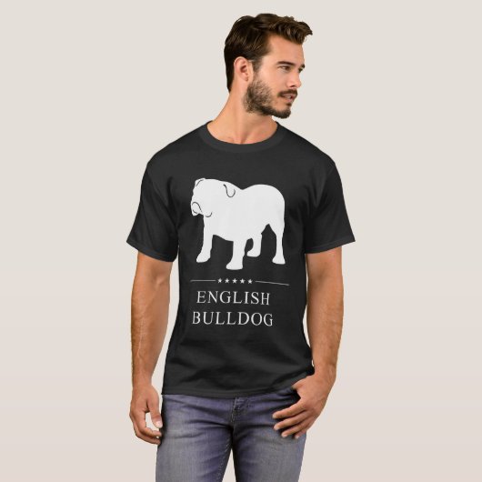 イギリスのブルドッグホワイトシルエット Tシャツ (正面フル)