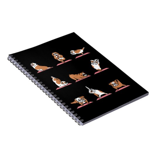 イギリスのブルドッグヨガパピーヨガポーズとメディタティ ノートブック (右側)