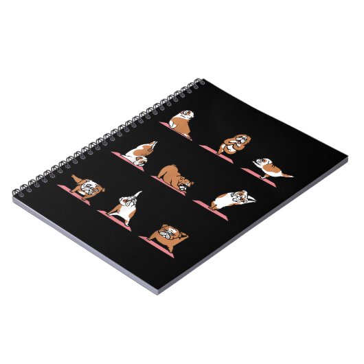 イギリスのブルドッグヨガパピーヨガポーズとメディタティ ノートブック (左側)