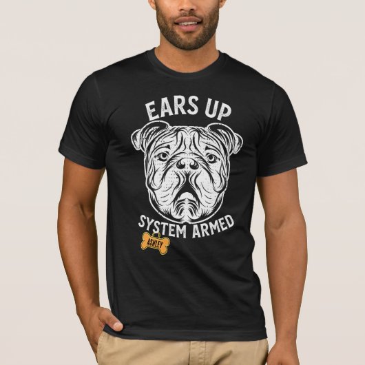 イギリスのブルドッグ大犬が武装 Tシャツ (正面)