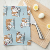 イギリスのブルドッグ模様 キッチンタオル (四つ折り)