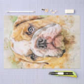 イギリスのブルドッグ水彩画 薄葉紙 (クラフト)