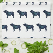 イギリスのブルドッグ犬が水の色を選ぶシルエット キッチンタオル (折り畳み)
