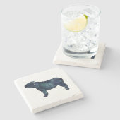 イギリスのブルドッグ犬が水の色を選ぶシルエット ストーンコースター (横)