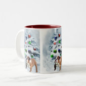 イギリスのブルドッグ・クリスマス・ギフト ツートーンマグカップ (正面左)