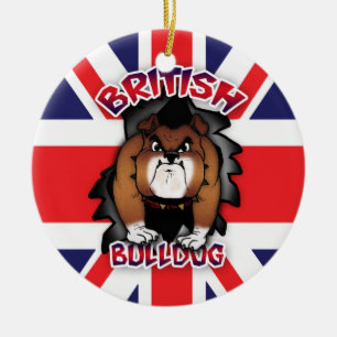 イギリスのブルドッグ-英国国旗-オーナメント セラミックオーナメント