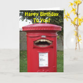 イギリスのポスト箱カードを歌うハッピーバースデー カード (黄色い花)
