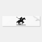 イギリスのポロのスポーツの馬プレーヤーのシルエットの子馬 バンパーステッカー (正面)