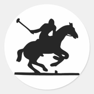 イギリスのポロのスポーツの馬プレーヤーのシルエットの子馬 ラウンドシール
