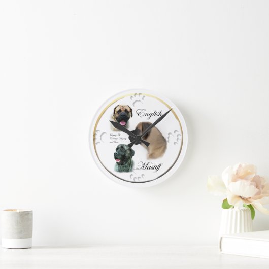 イギリスのマスティフ好き ラウンド壁時計 (ホーム)