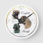 イギリスのマスティフ好き ラウンド壁時計 (正面)