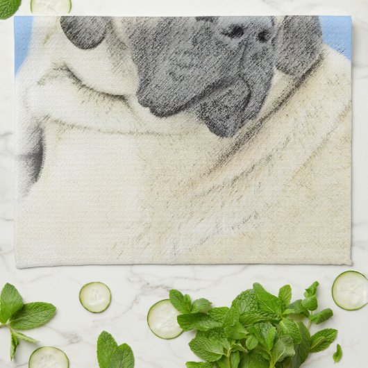 イギリスのマスティフ絵画ズ(Fawn) - オリジナルドッグアート キッチンタオル (折り畳み)