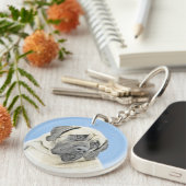 イギリスのマスティフ絵画ズ(Fawn) - オリジナルドッグアート キーホルダー (正面右)