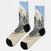 イギリスのマスティフ絵画ズ(Fawn) - オリジナルドッグアート ソックス (左)