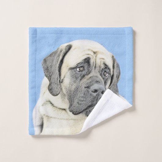 イギリスのマスティフ絵画ズ(Fawn) - オリジナルドッグアート バスタオルセット (ウォッシュタオル)
