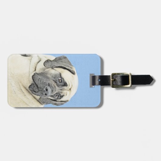 イギリスのマスティフ絵画ズ(Fawn) - オリジナルドッグアート ラゲッジタグ (正面横)