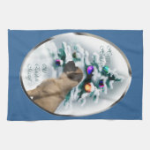 イギリスのマスティフ・クリスマス キッチンタオル (横)