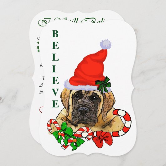 イギリスのマスティフ・クリスマス シーズンカード (正面/裏面)