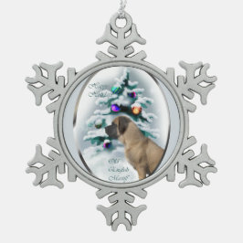 イギリスのマスティフ・クリスマス スノーフレークピューターオーナメント
