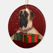イギリスのマスティフ・クリスマス セラミックオーナメント (左)