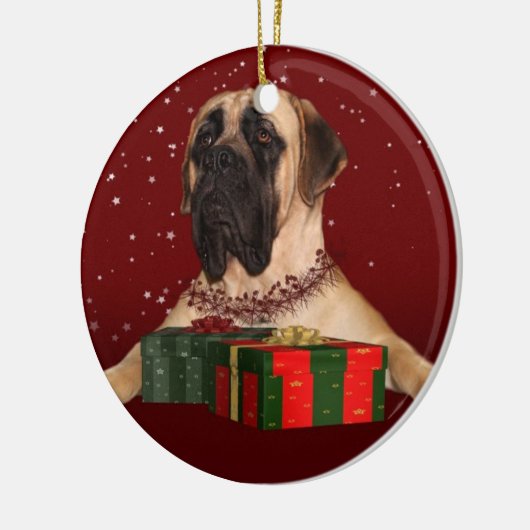 イギリスのマスティフ・クリスマス セラミックオーナメント (左)