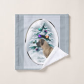 イギリスのマスティフ・クリスマス バスタオルセット (ウォッシュタオル)