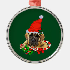 イギリスのマスティフ・クリスマス メタルオーナメント