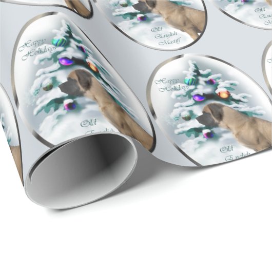 イギリスのマスティフ・クリスマス ラッピングペーパー (ロールコーナー)
