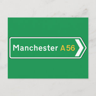 イギリスのマンチェスター道路標識 ポストカード