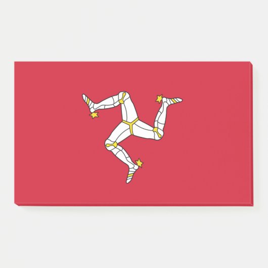 イギリスのマン島の国旗を掲げたメモ ポストイット (正面)