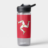 イギリスのマン島の旗を持つウォーターボトル。 ウォーターボトル (左面)