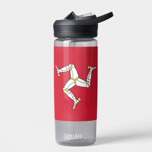 イギリスのマン島の旗を持つウォーターボトル。 ウォーターボトル (左面)