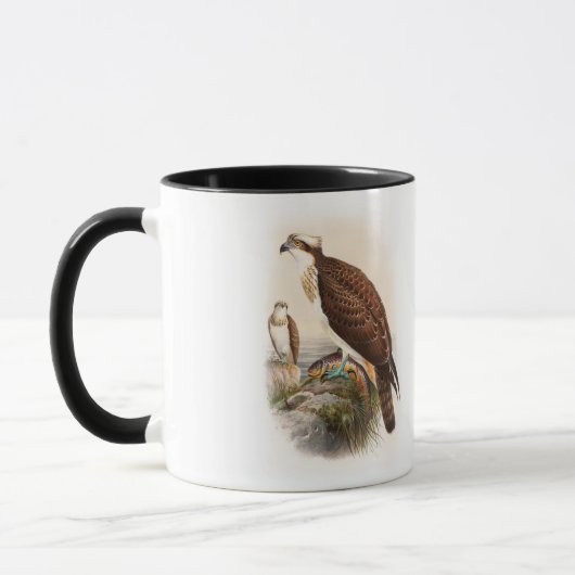 イギリスのミサゴの海のタカのジョンGouldの鳥 マグカップ (左)